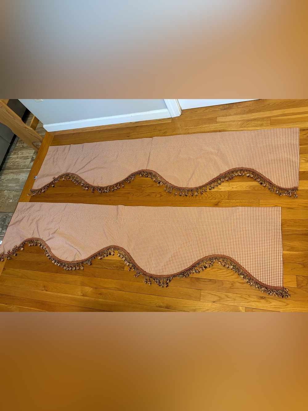 Vintage RLF Home Valances Set of 4 Red Gingham Check Scalloped Tassel USA